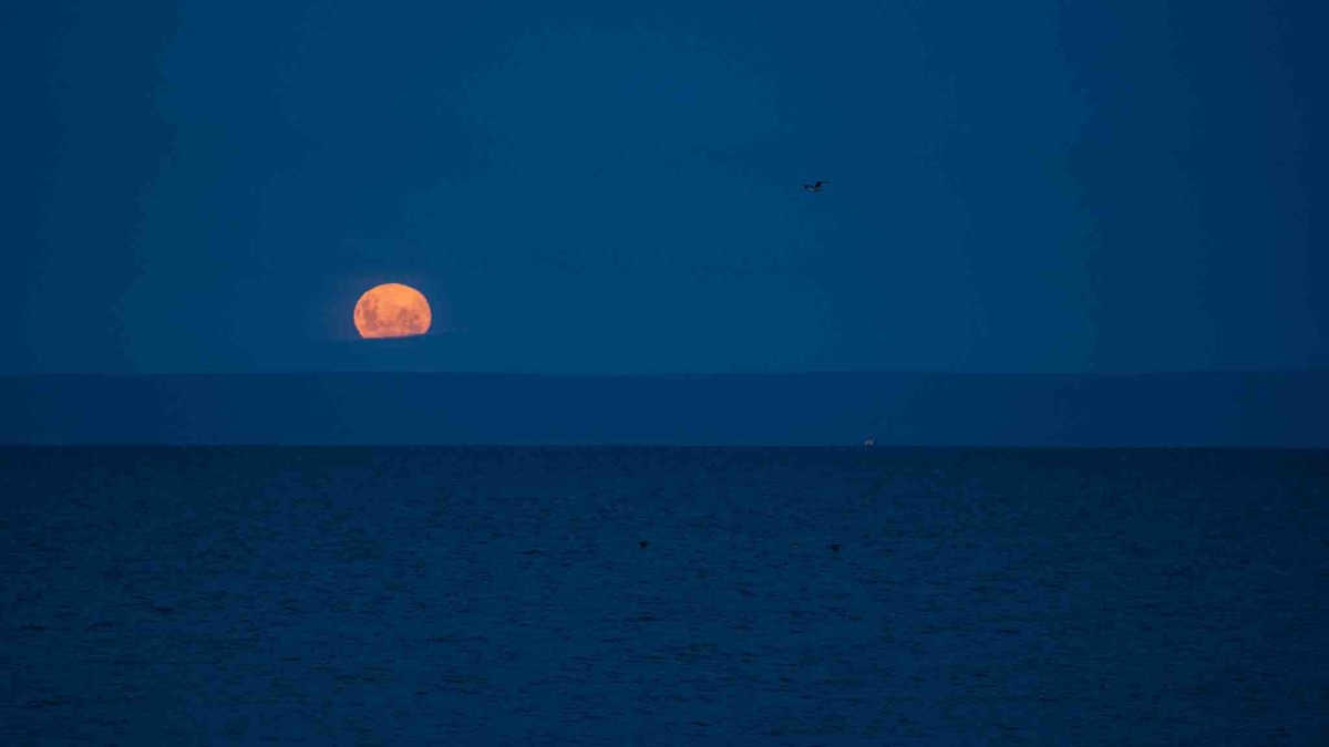 La luna apareciendo desde Tierra del Fuego