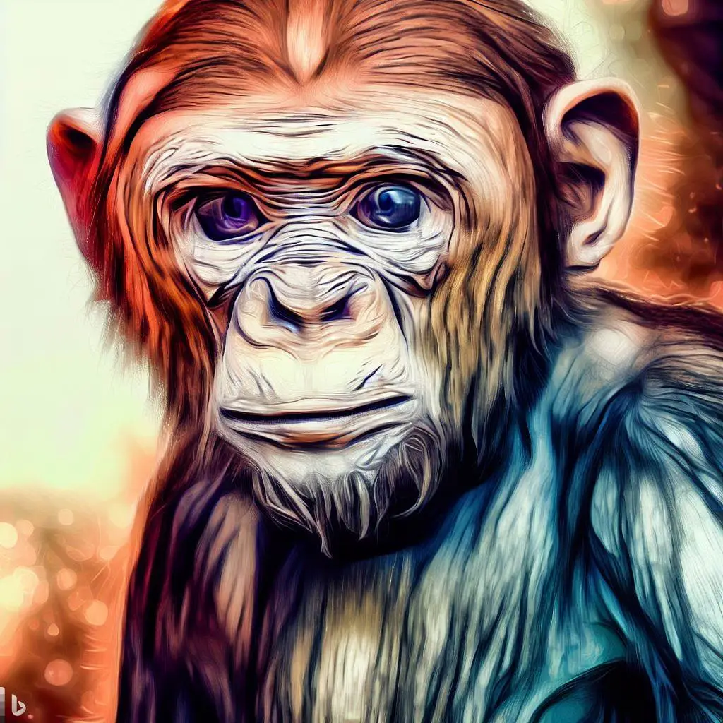 An artistic rendering or illustration of Australopithecus, one of the earliest hominid species, displaying their unique physical features such as a combination of ape-like and human-like traits, showcasing the transition from ape ancestors to early humans.