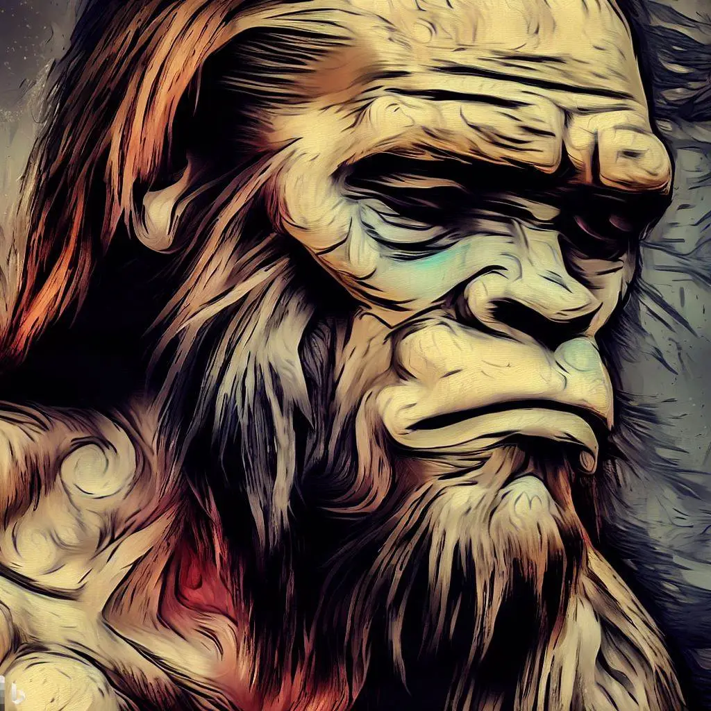 An artistic depiction of a Neanderthal individual, showcasing their distinct physical features such as a robust build, prominent brow ridges, and a receding forehead.