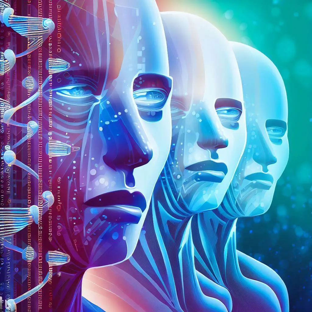 Illustration depicting humans with enhanced genetic traits, symbolizing the potential advancements in genetic engineering and biotechnology.