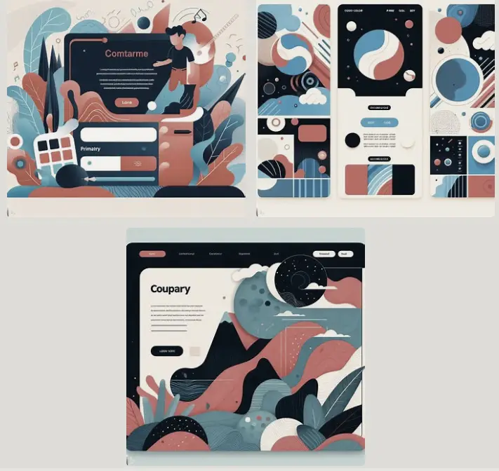 A landing page for a content creator selling his course, Primary Colors: Navy Blue and Coral Red, Secondary Colors: Turquoise and Beige, with cool abstract textures, modern and playful