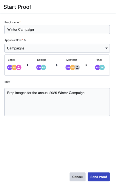 View the approval workflow directly when creating a proof