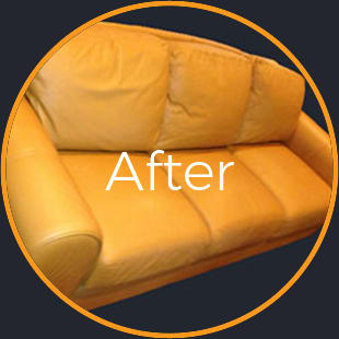 Tan Worn Leather Couch Restored to Original Color in Newport Beach, CA - After Picture