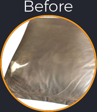 Ripped Leather Sofa Seat Cushion Recovered with New Matching Leather - Before Picture Ripped Leather Sofa Seat Cushion Recovered with New Matching Leather - Before Picture