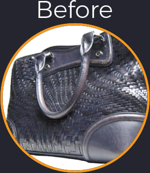 Leather Cole Haan Blue Handbag with Scuffs and Discolored Refurbished - Before Picture Leather Cole Haan Blue Handbag with Scuffs and Discolored Refurbished - Before Picture