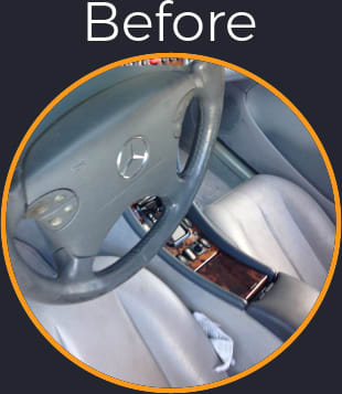 Leather restoration car grey pigmented soiled surface dirt discolored recolored steering wheel mercedes benz before Leather restoration car grey pigmented soiled surface dirt discolored recolored steering wheel mercedes benz before