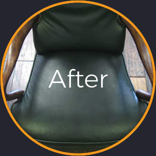 Cracked Old Antique Leather Side Chair Restored to Original Color in Irvine, CA - After Picture