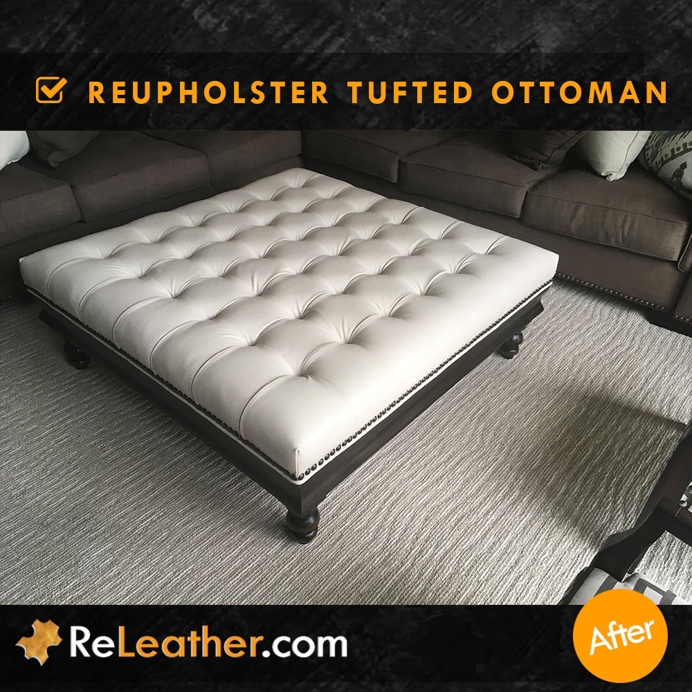 Leather Upholstery Tufted Leather Ottoman After