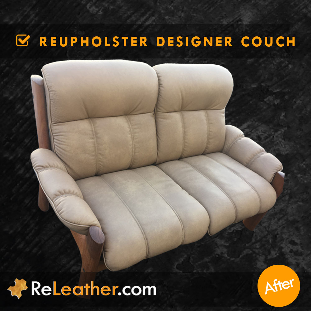 Leather Reupholstery for Scandinavian Designer Leather Couch - After