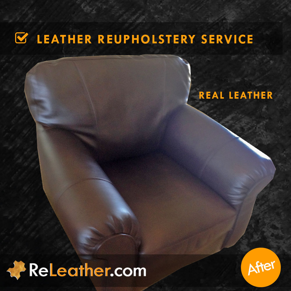 Bi-Cast Lounge Recliner Chair Upholstered to Real Leather