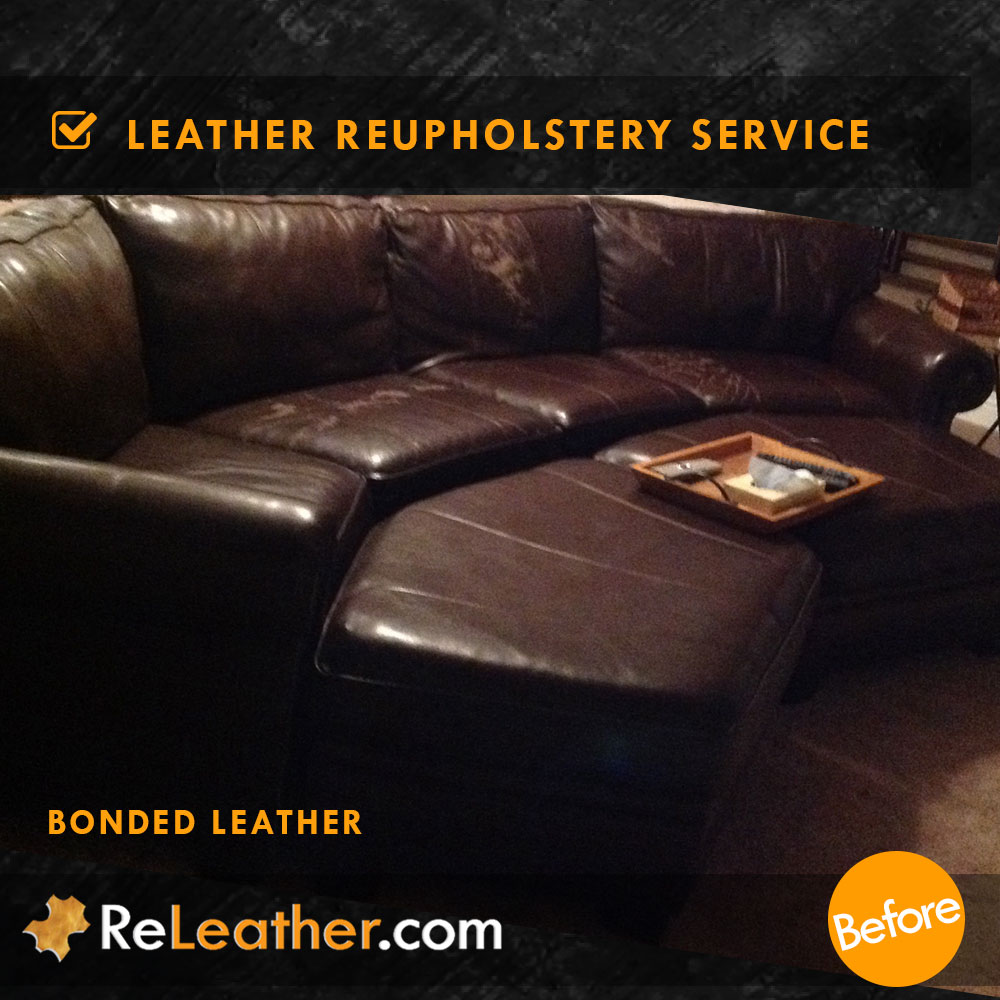 Bonded Leather Sofa Upholstered to Real Leather