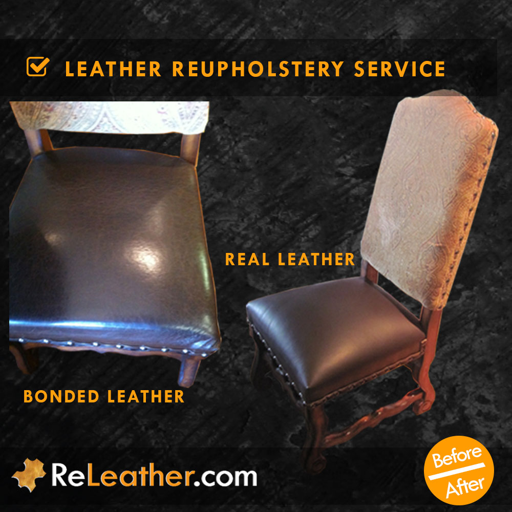 Bonded Leather Chair Upholstered to Real Leather
