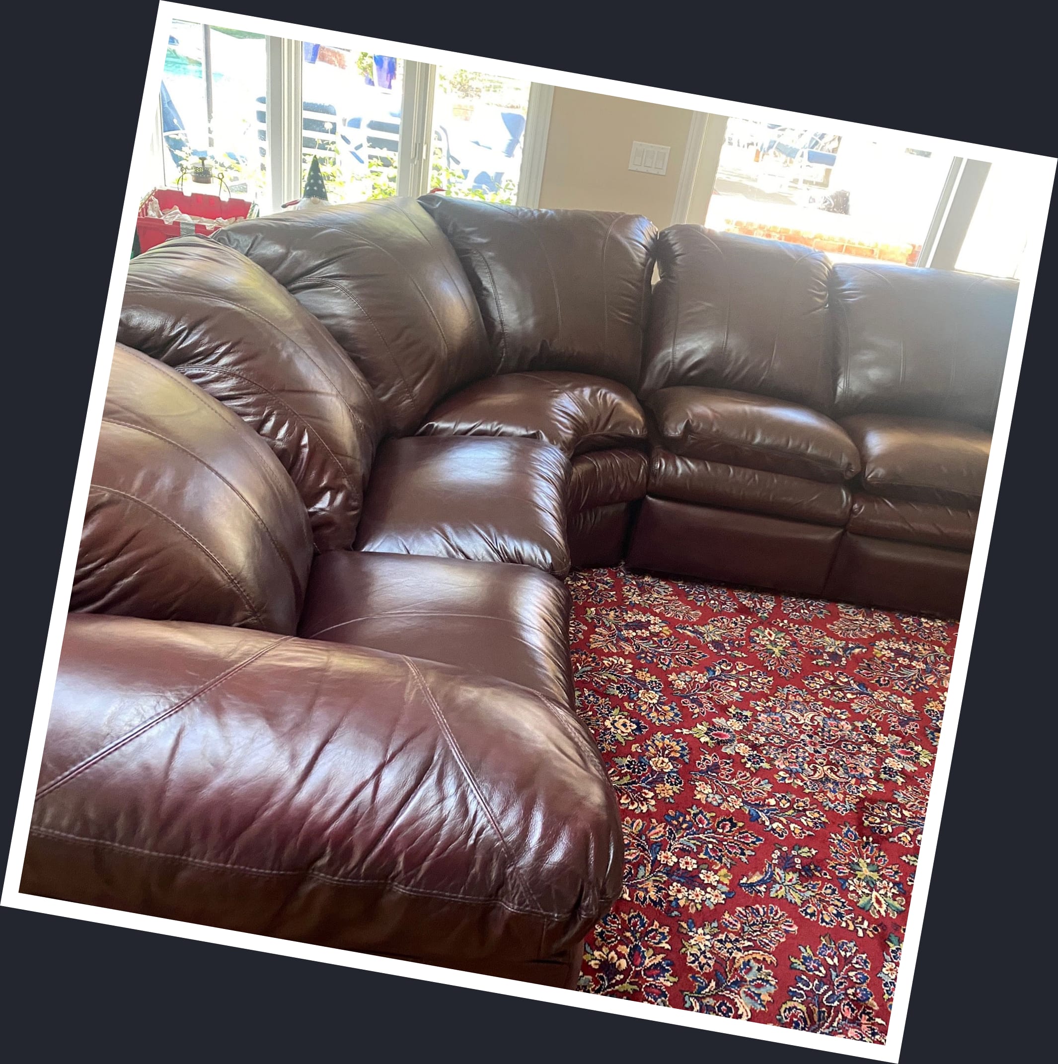 Restuffed refilled leather couch cushions sectional
