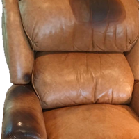 Aniline Leather Cleaning for oil-stained leather chair restoration