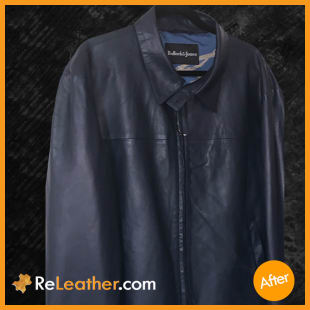 Beige Bullock & Jones leather jacket recolored to deep purple - After Picture Beige Bullock & Jones leather jacket recolored to deep purple - After Picture