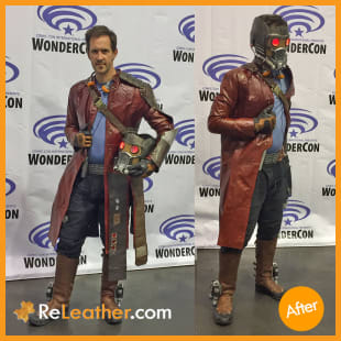 Comic-Con trench coat leather jacket dyed to costume specifications - After Picture Comic-Con trench coat leather jacket dyed to costume specifications - After Picture