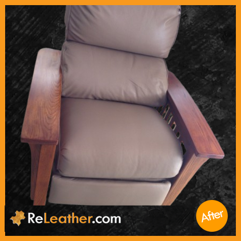 Beige pigmented Morris chair after dyeing to taupe