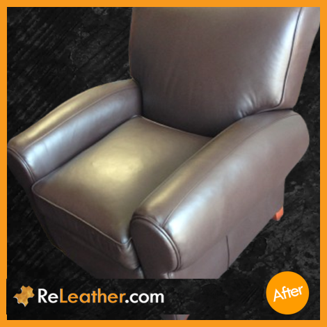 Brown pigmented Barcalounger chair after dyeing to dark brown
