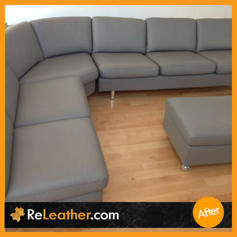 Leather Dyeing Sofa Sectional Tan Laguna Beach After