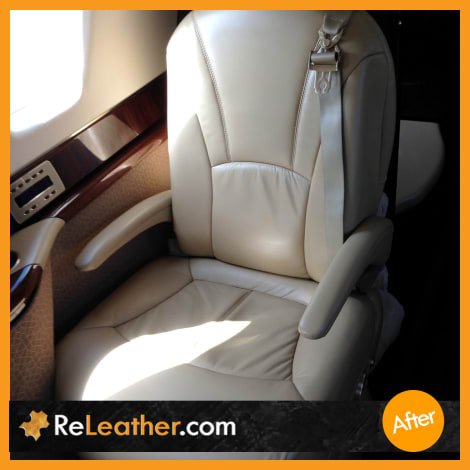 Aircraft leather interior after restoration – Newport Beach