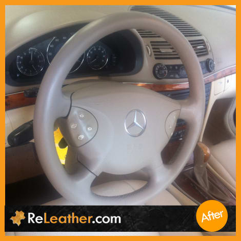 Leather Restoration Car Beige Pigmented Worn Dirt Oils Steering Wheel Mercedes Benz Newport Beach After Leather restoration car beige pigmented worn dirt oils steering wheel mercedes benz newport beach after