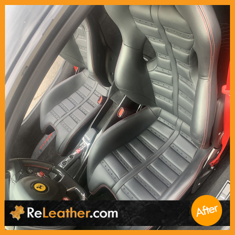Ferrari car seats after restoration – black leather