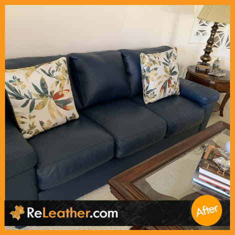Leather Restoration Sofa Blue Tustin After