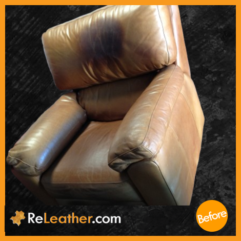 Tan aniline recliner American Leather Orange County before