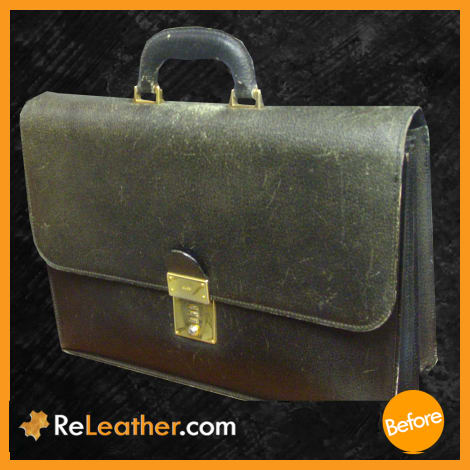 Briefcase before restoration – business Fullerton faded scratches
