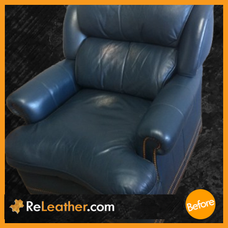 Leather Restoration Chair Blue Orange County Before