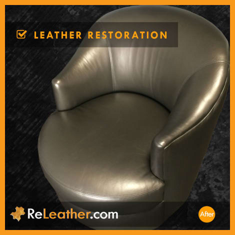 After restoration of metallic gold leather swivel chair in Indian Wells After restoration of metallic gold leather swivel chair in Indian Wells