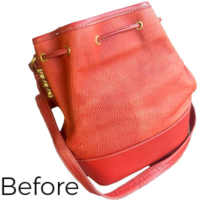 Leather Restored Loewe Designer Red Leather Purse Handbag - Before