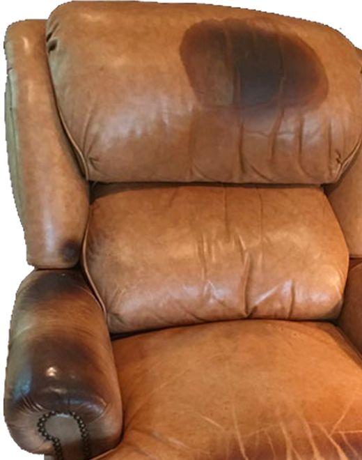 Stained Leather Sofa Chair