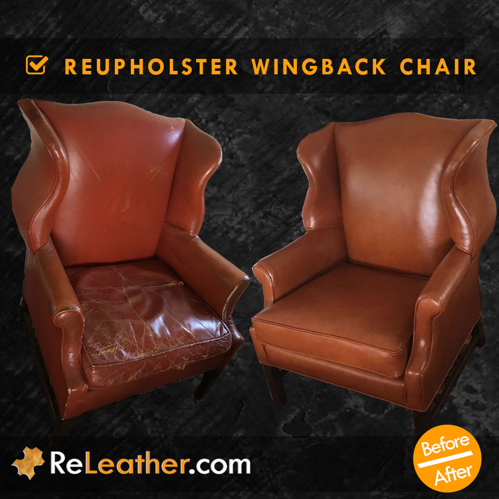Reupholster leather wingback chair
