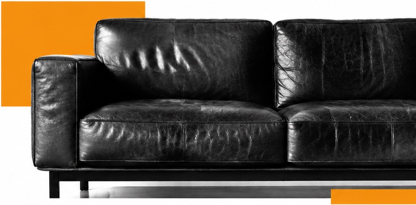 Durable leather sofa Black leather sofa showing durable upholstery leather