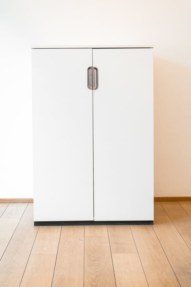 IKEA Tall white cupboards with metal handles product image 1