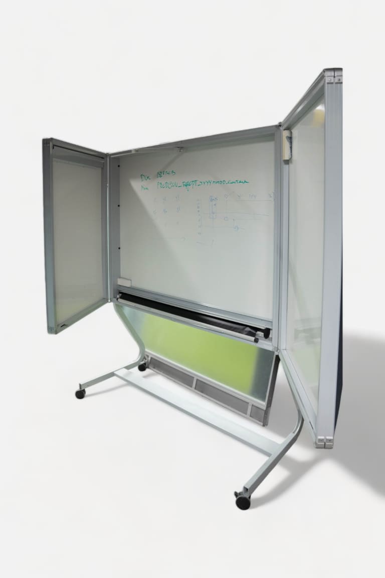 Grand tableau blanc fermé avec finitions en bois product image 1