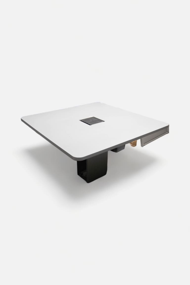 Bulo 190cm Grey top meeting table on grey square leg with metal top access product image 1
