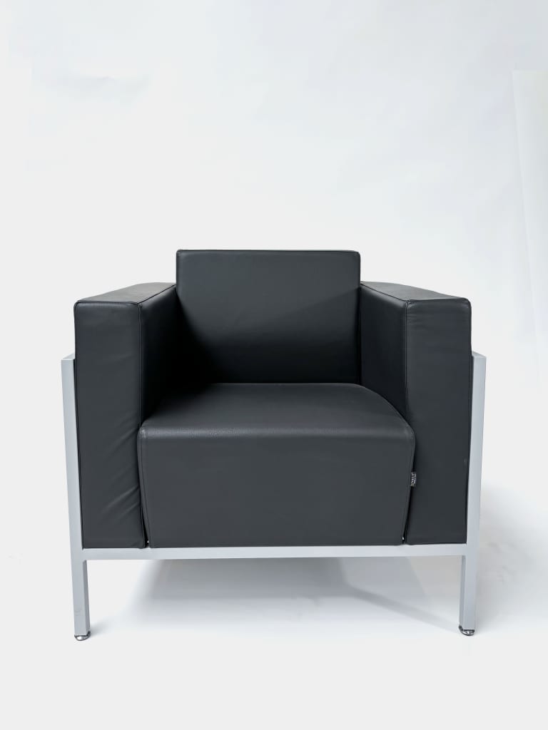 Kastel KURSAL Fauteuil en cuir noir avec support gris product image 1