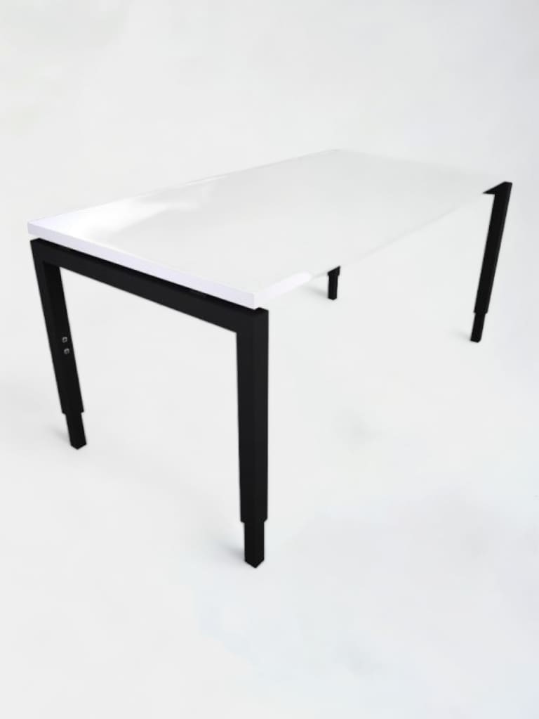 160x80cm Adjustable desk with white top and black legs product image 1