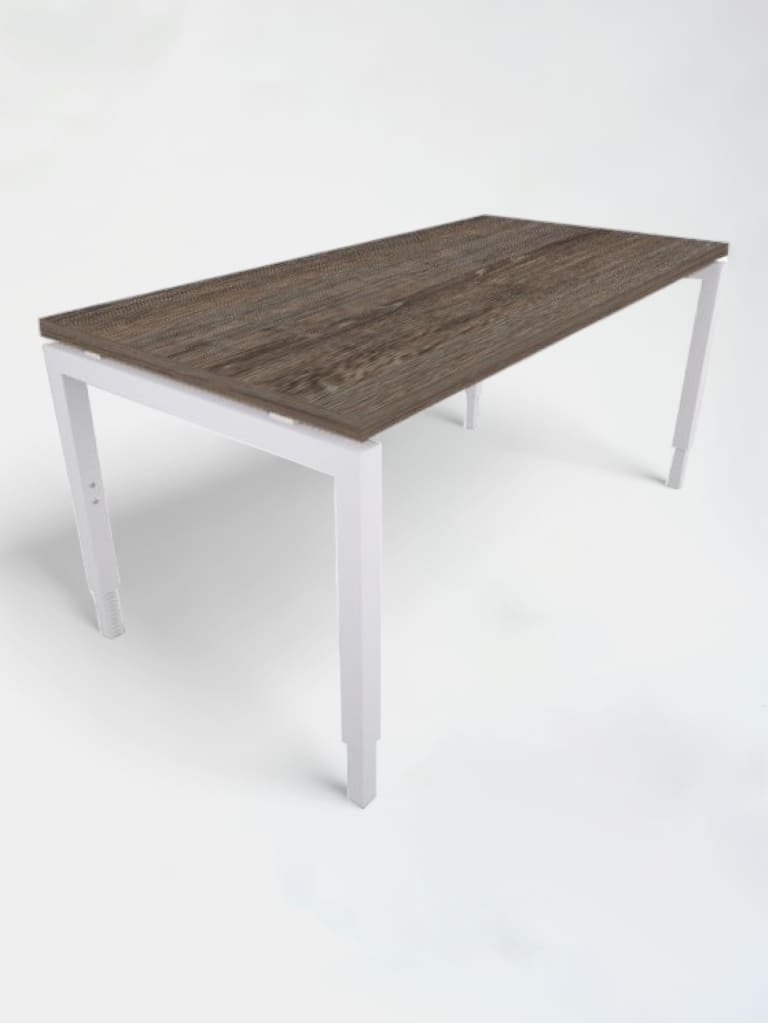 160cm Adjustable desk with dark oak top and white legs product image 1