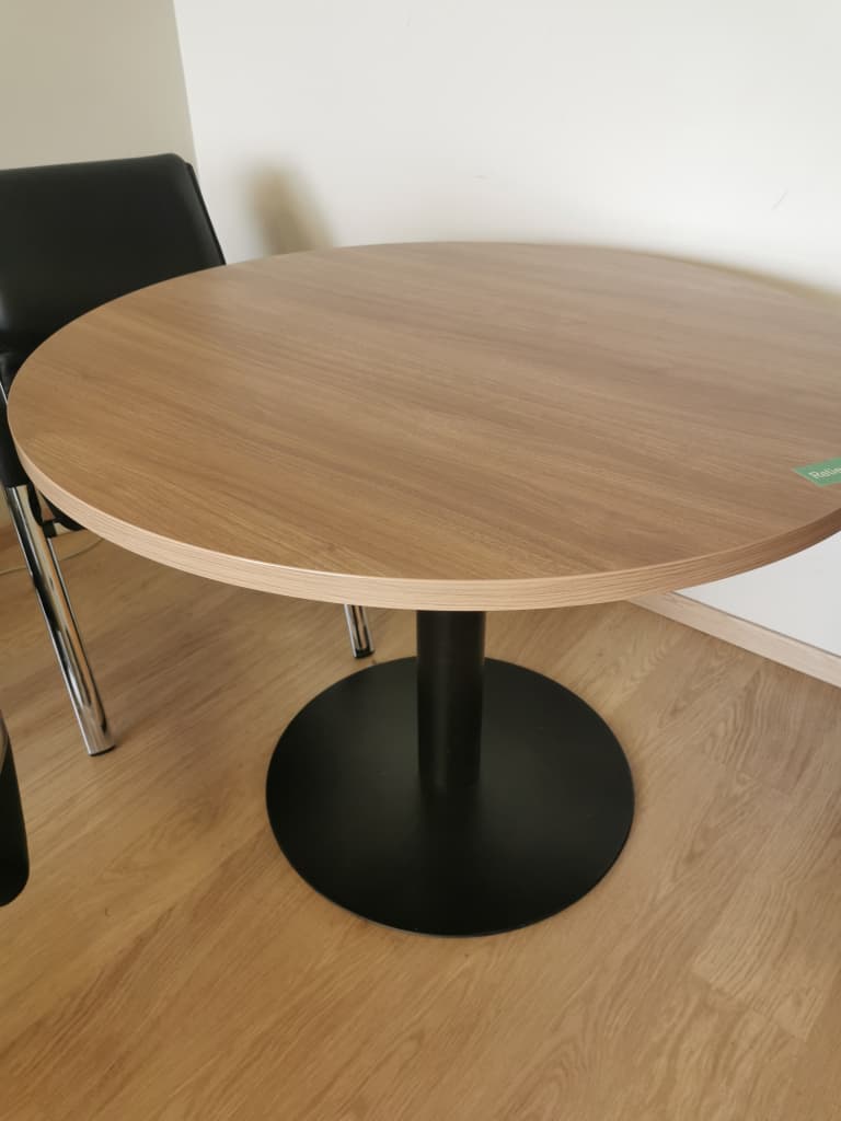 Medium 100cm wood round table with black leg product image 1