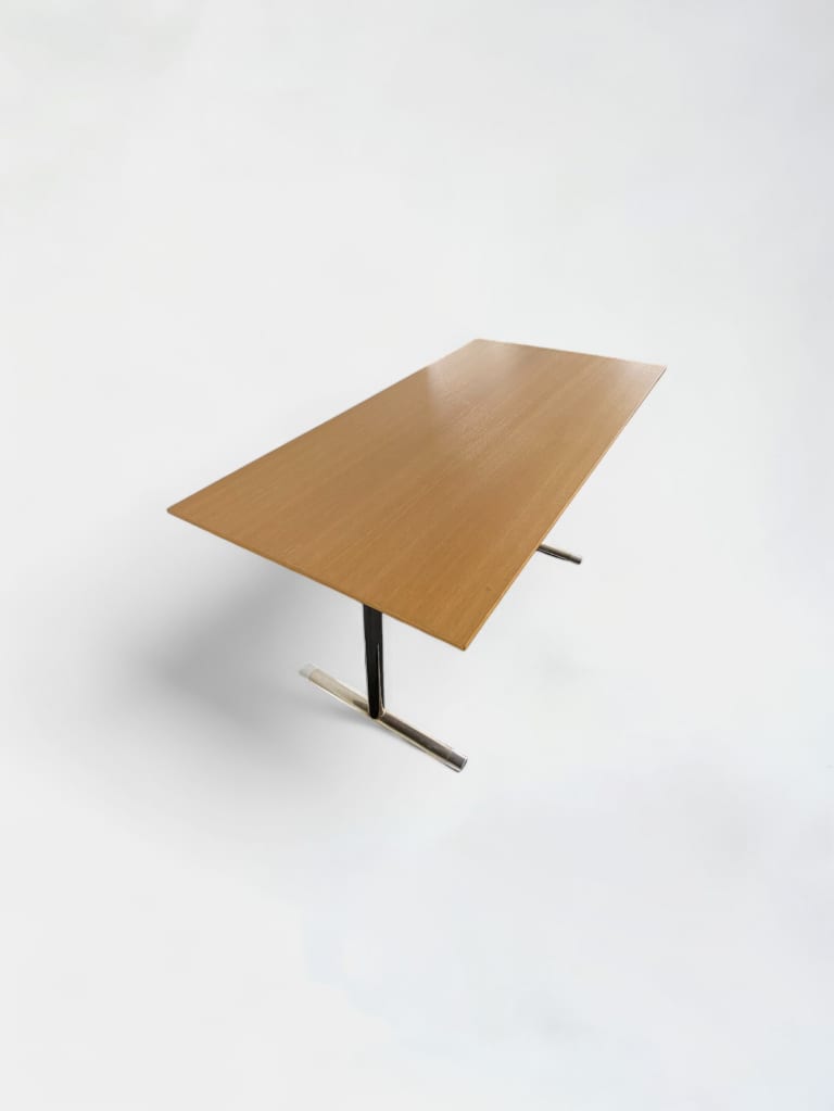 HOWE Bureau pliable en métal finition chêne naturel avec pieds argentés robustes avec accès supérieur product image 1