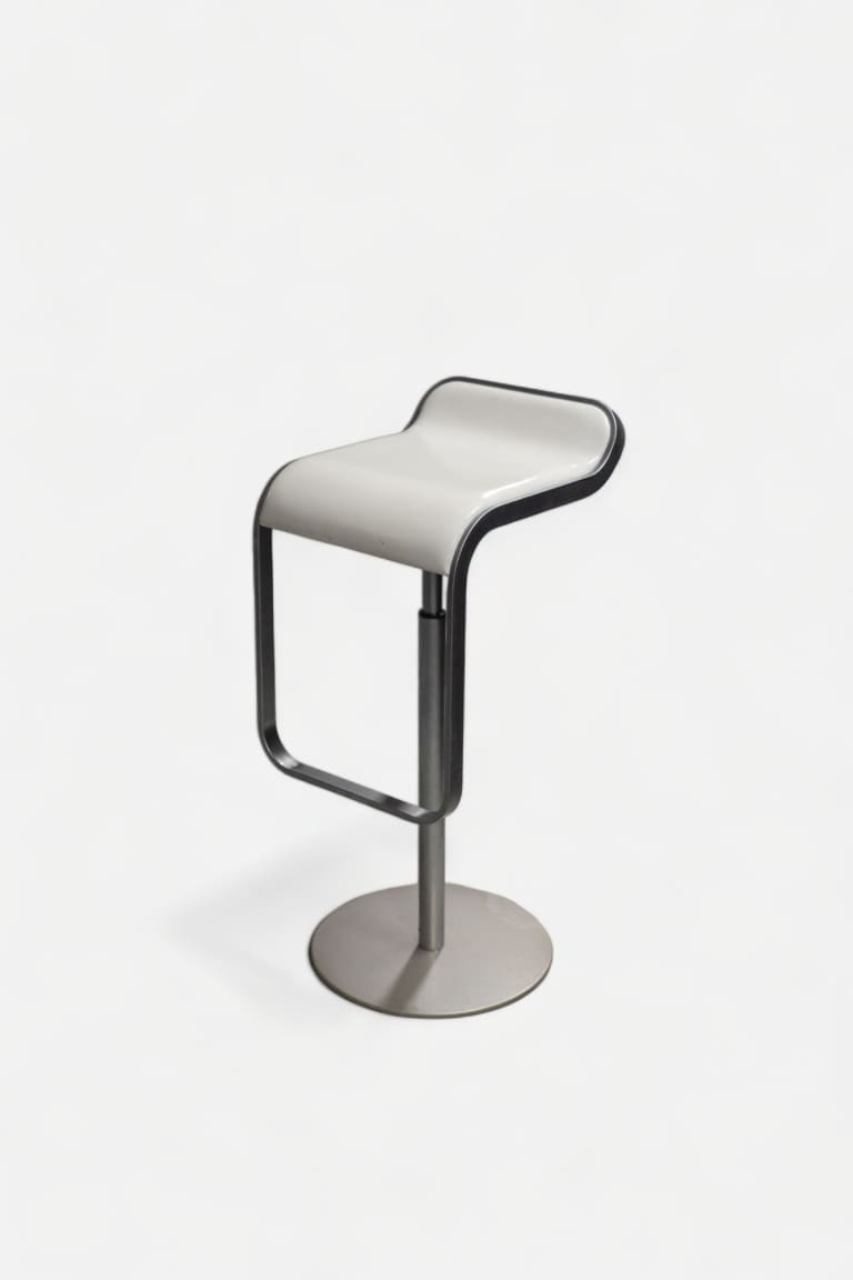 Lapalma Lem White leather adjustable stool on Grey legs product image 1