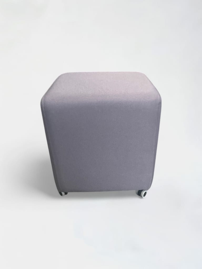 Grey pouf on wheels product image 1
