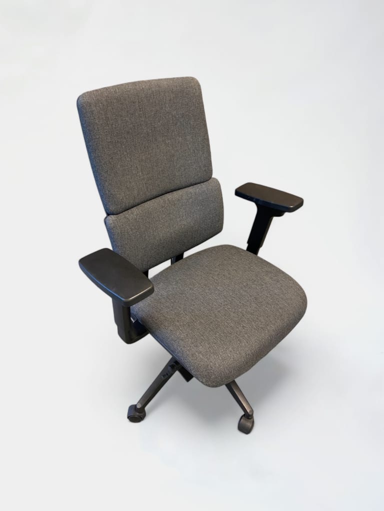 WIMAX SOKOA Chaise de bureau en tissu gris anthracite avec accoudoirs réglables et support lombaire product image 1
