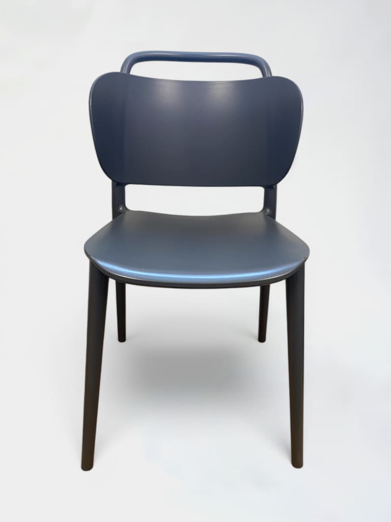 Blue-gray Plastic Chair with Rounded Backrest product image 1