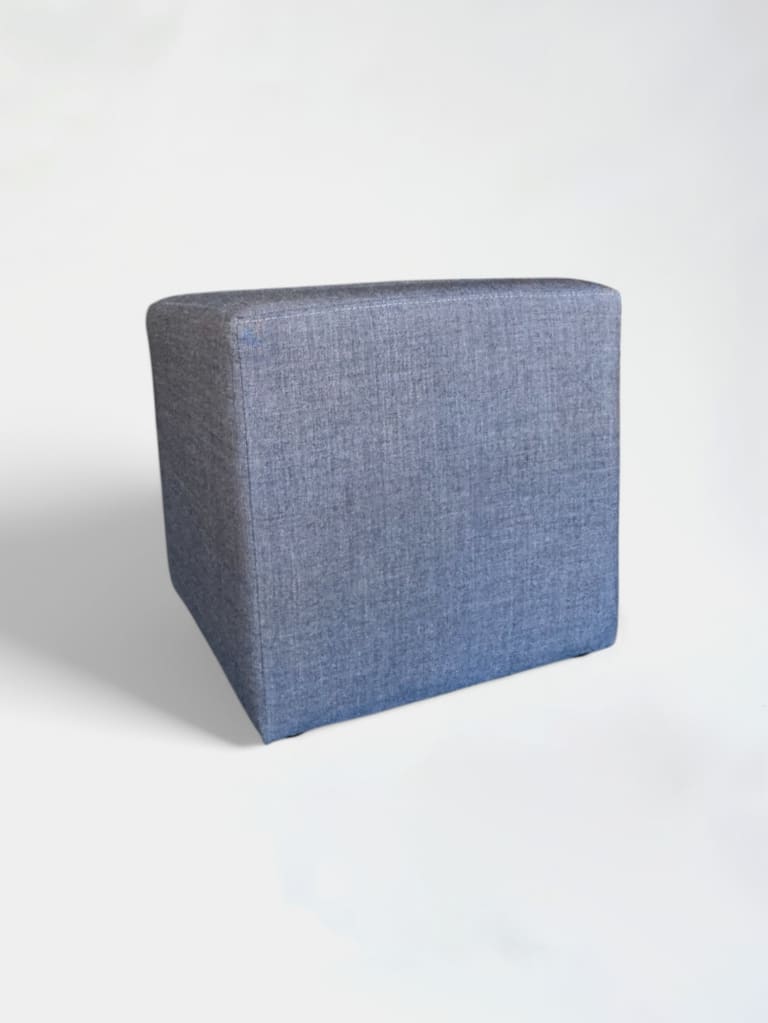 Blue/gray square pouf product image 1