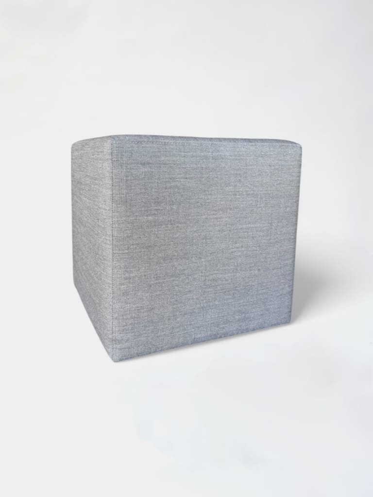 Light gray square pouffe product image 1