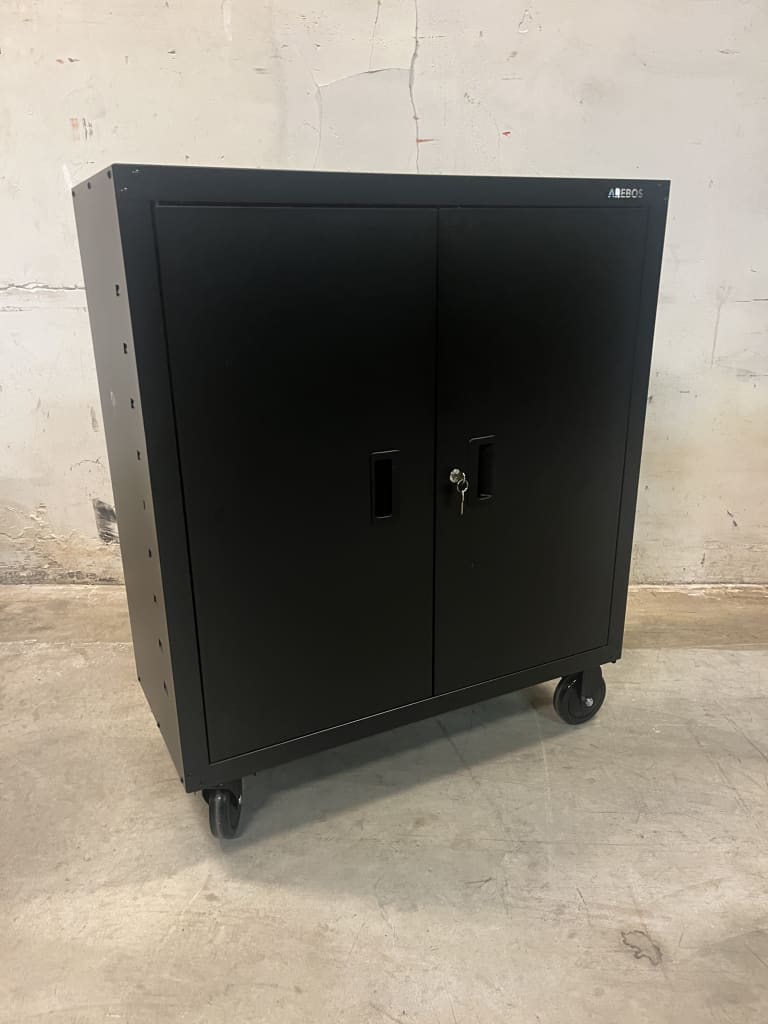 Arebos zwart metallic kast op wielen product image 1